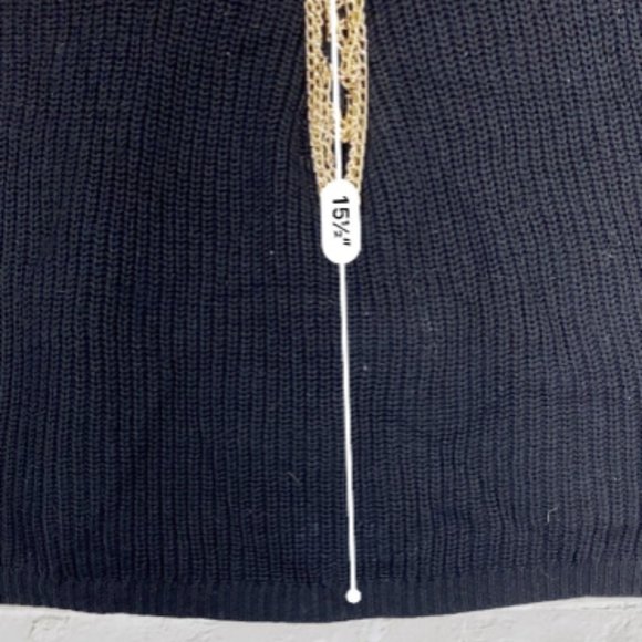 JENNIFER LOPEZ -- Sweater, Short Sleeved, Black, Chain Detail at Neck & Sleeves - Picture 15 of 15